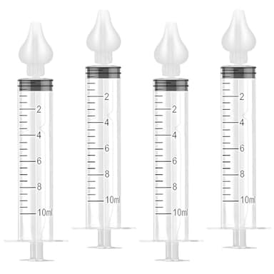 Diboniur Seringue Nasale Bebe, 4 Pièces Pipette Nez Bébé 10 ml, Portables Seringue Nez Bebe avec Embout en Silicone Souple, Réutilisable Seringue Nasale Mouche Bebe