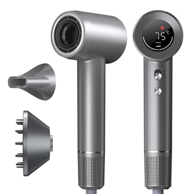 Sèche-cheveux ionique professionnel, 160 000 tr/min Phon cheveux professionnel, moteur sans balais de 1600 W, sèche-cheveux de 57 dB, séchage rapide avec buse magnétique