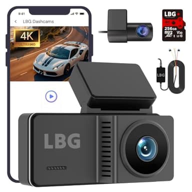 Dashcam Avant Arrière 4K+2K – Grand Écran 3.4" – Mode Parking 24/7 avec Kit Câblage Inclus – Vidéo Claire Jour & Nuit | LBG A4 avec Carte 256Go