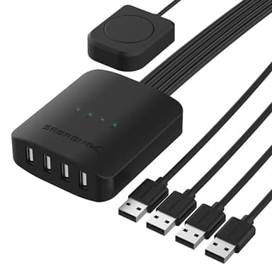 SABRENT KVM Commutateur, 4 pc en 4 Sortie, Sélecteur de Commutateur pour 4 pc, commutateur de Partage USB 3.2, USB Switch pour PC, imprimante, Scanner, Souris, Indicateur LED, Plug & Play (USB-USS4)