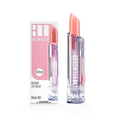 BELWEDER - Baume à Lèvres Réparateurs à l'Huile Précieuse de Rose de Damas - Anti-Âge - Stick Lèvres Hydratant et Régénérant - Baume Lèvres Transparent Nacré - Fragrance de Rose - 1 Stick de 3,5g