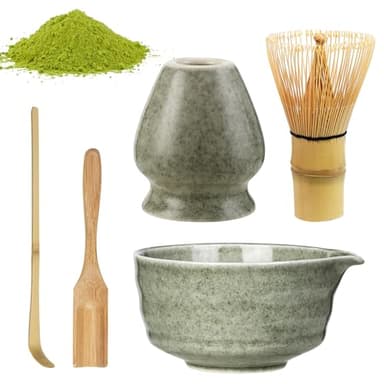 Matcha Kit,5 pièces Matcha Set,Kit complet de fabrication de Matcha pour la cérémonie du thé traditionnelle japonaise