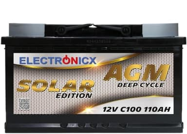Batterie Solaire 12V 110AH Electronicx Solar Edition AGM Batterie Solaire Batterie d'alimentation Stockage de Puissance photovoltaïque système Solaire de Camping abri de Jardin