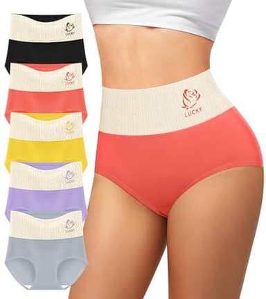 MIOTAN Lot de 5 Culottes en Coton pour Femmes Taille Haute Contrôle du Ventre Slip Extensible et Doux, Multicolore, X-Large
