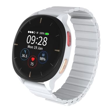 Audar E2 - Montre Connectée Senior avec Détection de Chute et SOS GPS - Surveillance 24/7 Pression Artérielle/Fréquence Cardiaque/SpO2/Température - Fonctionne sans Téléphone Portable ni App