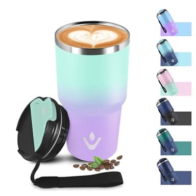 Mug Isotherme 600ml 20oz, Tasse Isotherme sans BPA, Tasse Thermos Double Paroi, Thermo Café Réutilisable Acier Inoxydable 304, Tumbler pour École, Sport, Bureau, Gym, Yoga, Camping, Randonnée