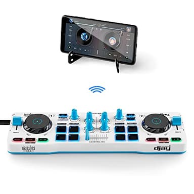 Hercules DJControl Mix Blue Edition – Contrôleur DJ Bluetooth sans fil pour Smartphone - Exclusivité Amazon
