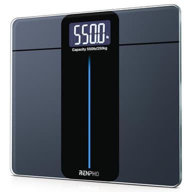 RENPHO Pese Personnes 250kg, Balance Pese Personne à très grande capacité, Pese-personne à Grande Plateforme avec grand écran LED, très précis à 0.05kg, 33x30cm, Core 1L