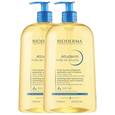 Atoderm Huile Lavante | Hydratation et Confort Immédiat | Nourrit Intensément | Nettoie, Relipide et Apaise les Irritations | Très bonne tolérance | Fabriqué en France | Lot de 2x1L