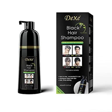 Shampooing instantané pour cheveux noirs, shampooing teinture pour hommes et femmes -dure 30 jours 3 en 1 (Bouteille noire)