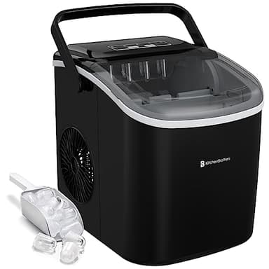 KitchenBrothers Machine a Glacons Professionnel - Machine a Glace Pilée - Machines à Glaçons - Machine a Glacon - Portable Avec Poignée - Avec Pelle à Glace - 1,2L - 7-10 Minutes - 12KG/24h
