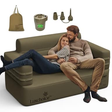 Luxchoice Canapé Gonflable Convertible 2 Place avec Pompe Portable Détachable USB Fauteuil de Camping Gonflable Exterieur Adaptée au Camping aux Fêtes en Terrasse aux Concerts Air Sofa Couch