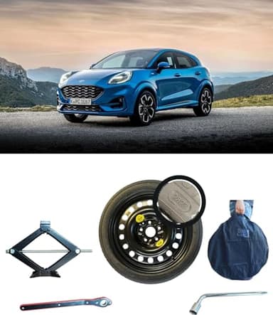 Kit de roue de secours 17" compatible avec Ford Puma avec Cric, Clé et Sac (Vérifier l'espace)