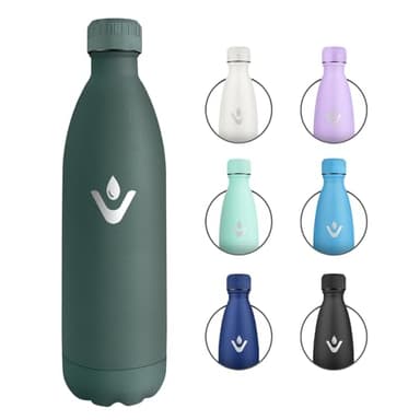 Gourde Inox 1L, Bouteille Métal Double Paroi, Étanche, Bouteille Isotherme Réutilisable, Gourde Métal, Gourde Isotherme sans BPA, Sport pour Adulte, École, Sport, Bureau, Gym, Yoga, Camping