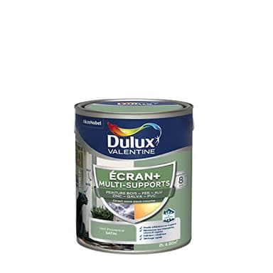 Dulux Valentine ECRAN+ MULTI-SUPPORTS EXTERIEURE - Peinture en Phase Aqueuse pour l'Éxtérieur et l 'Intérieur - Satin Vert Provence 2 L