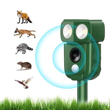 AILEDA Repulsif Chat Exterieur,Repulsif Chat Solaire Extérieur Efficace Contre Les Chats et Autres Animaux, Solaire USB Multifonctions 3 Modes,Protégez Votre Jardin