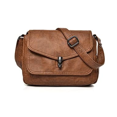 NICOLE & DORIS Sac Bandoulière Femme Imperméable Sacs D'épaule Multi-Poches Sac Epaule Rétro Sacs à Main Portés épaule en Cuir PU Sac Messenger Léger Sac Crossbody Marron
