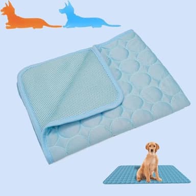 Qosigote Freshpad pour Chien,Tapis Freshpad pour, Tapis Fraicheur pour et Chat en Gel Auto-rafraichissant, Léger, Respirant et Lavable, XS-2XL (Bleu Clair,XXL)