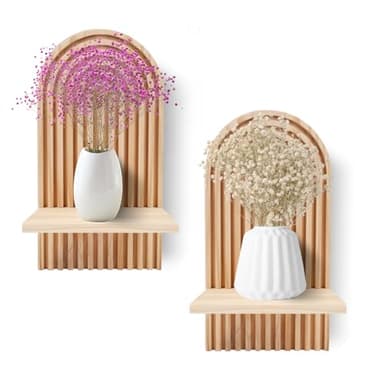 Gachiwar 2 pcs Étagères en Bois pour la Décoration Murale Étagère Murale Bohème Moderne Support Mural en Bois bohème Style étagère pour la Cuisine, la Chambre, la Salle de Bain, Salon,Dortoir