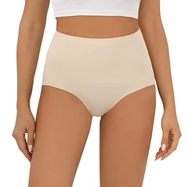 FallSweet Culotte Gainante Femme Sculptantes Taille Haute Slips Invisible sans Couture No Show(beige-1pc, L)