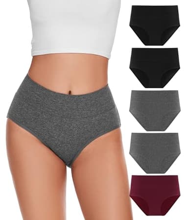 YESWEL sous-vêtements Femmes Lot de 5, Coton Taille Haute sous-vêtements, Hipster Stretch Respirant Panties pour Femmes （Multicolor01，M）