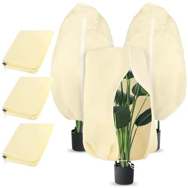 3 Pièce 100x80cm 70g/m² Voile Hivernage Plante Exterieur, Indéchirable, Réutilisable Protection Hivernale pour Plantes avec Fermeture Éclair, Beige Housses de Protection pour Plantes pour Palmiers