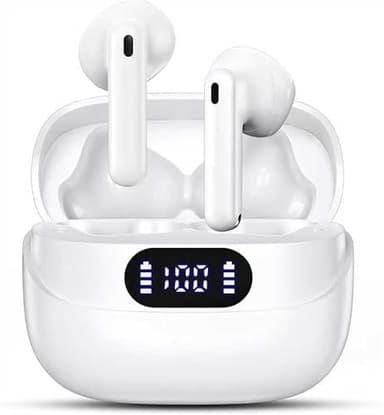 Écouteurs Bluetooth 5.3, Écouteur sans Fil avec 4 ENC Mic Casque Bluetooth Hi-FI Stéréo, 50 Heures Durée de Lecture, IP7 Etanche, Écran LED, Contrôle Tactile for iOS Samsung Xiaomi Oppo Android