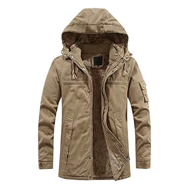 TBloevwlh Parka Homme Mi-Long pour Hiver - Imperméable, Coupe-Vent et Chaud avec Doublure Polaire, Style Militaire, Capuche Amovible - Usage Quotidien ou Extérieur Kaki L