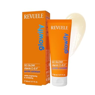 REVUELE Gommage Visage Go Glow! Doux – Vitamines C+E+F, Gel Exfoliant aux Microcristaux, Illumine et Uniformise le Teint, Révitalisant et Antioxydant, 80 ml