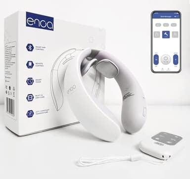 ENOA M5 Appareil de masseur cervical EMS/TENS, 6 Modes, 18 Niveaux, Chauffage 42°C, App & Télécommande, Sans Fil – Douleurs Cou