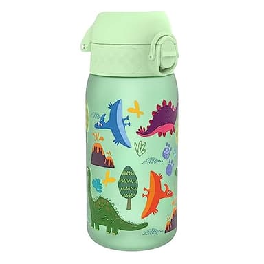 Ion8 Gourde Enfant, 350ml, Anti-Fuite, Facile à Ouvrir, Verrouillage Sécurisé, Lavable en Lave-Vaisselle, Sans BPA, Poignée de Transport, Facile à Nettoyer, Carbone Neutre, Dinosaures
