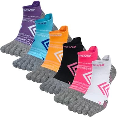 Kevaler Chaussettes de Course à pied femme Orteils Séparés Running Basse Chaussette Doigt de Pied Sport Anti-ampoules pour Sports Running Gym Randonnée - 6 Paires