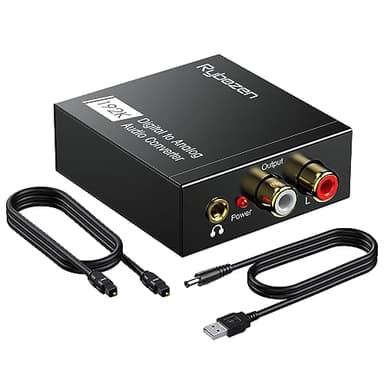 DAC Audio 192KHz,Adaptateur SPDIF Jack,Convertisseur Optique, Convertisseur Numérique Analogique, Toslink vers Audio Stéréo RCA et prise 3,5mm pour PS3,PS4, Xbox,HDTV,Blu-ray