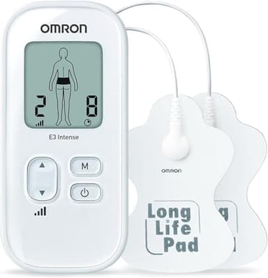 OMRON E3 Intense Portable TENS appareil antidouleur – Electrostimulateur Musculaire Sans Médicaments pour Soulagement Neuropathique avec 6 Programmes pour Dos, Épaules, Articulations & Muscles