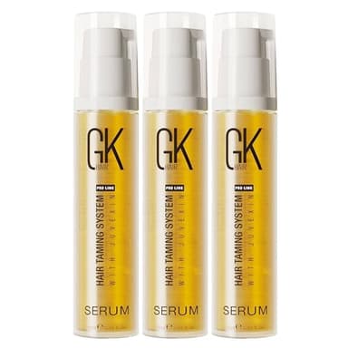 GK HAIR Lot de 3 sérums anti-frisottis à la kératine de voyage - Huile d'argan bio végétalienne - Traitement lissant et fortifiant - Hydratant - Protection contre la chaleur - Réparation de brillance
