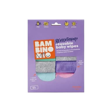 Bambino Mio, Lingettes Bébé Lavables, Ultra Doux et Sans Produit Chimique, Lot De 10, Nuage - L'emballage peut varier