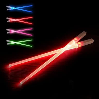 SithSticks® 2 Baguettes Lumineuses Rouges | Baguette Led Sabre Laser | Couverts Lavables Réutilisables | Cuisine Chinoise & Japonaise | Idée Cadeau 100% Fun | OriginalCorner®