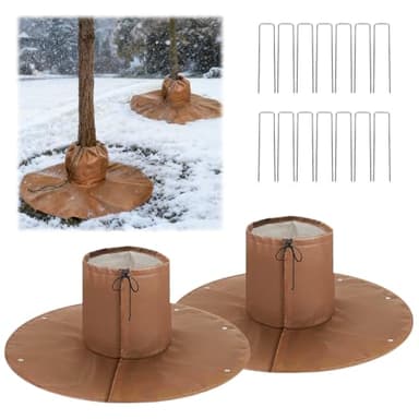 LURICO 2 Pièces Protection Hivernale pour Palmiers, Couverture Antigel des Racines, 3 Couches Isolantes avec Piquets Inclus, Réutilisable Protection Arbre pour Oliviers et Arbustes, Ø 100 cm