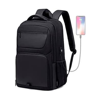 BJIAX Sac a Dos Sacs à dos pour Ordinateur Portable Sac à Dos Voyage Homme Imperméable Antivol avec USB Charging Port 17.3 Pouces Sac a Dos PC Portable pour Loisirs Collège Voyage d'affaires, Noir