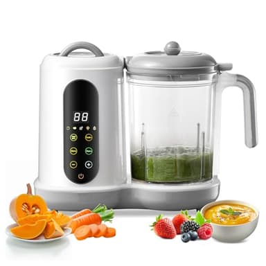 Robot Cuiseur Bebe, Cuiseur Vapeur Mixeur, Grande Capacité 400ML, Petits Pots Bébé Faits Maison, Mixeur Bebe,Nettoyage Automatique, Écran Tactile, pour Mixer et Réchauffer Les Aliments pour Bébés