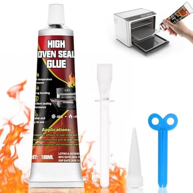 Silicone Haute Temperature, Colle Haute Temperature Fours, Colle Joint Poele a Bois, colle Refractaire hautes temperature, Chauffé à Plus de 1100 °c, Plaques de Cuisson, Fours Micro-Ondes, 100ml