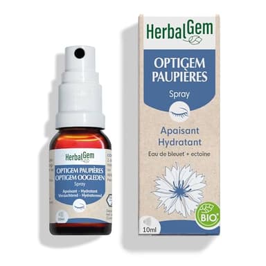 Herbalgem Optigem Spray Paupières Bio Fatigue Oculaire Apaisant Hydratant Bleuet 10 ml