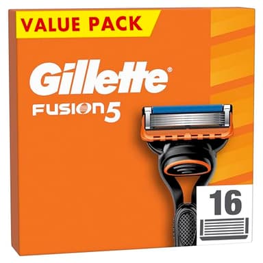 Gillette Recharges De Rasoir Fusion5 Pour Hommes, Pack De 16, AUTHENTIQUES, Cartouches Avec Bande Lubrifiante Et 5 Lames Pour Un Rasage Manuel Efficace, Compatibles Avec Les Manches De La Série Fusion