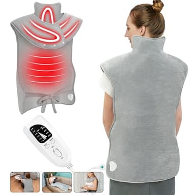 Nalezuns Coussin Chauffant pour dos, éPaules, Cou, Avec ArrêT Automatique, Lavable en Machine, 6 Niveaux de TempéRature Avec 4 Minuteries, Coussin Chauffant au dos (60 x 100 cm)
