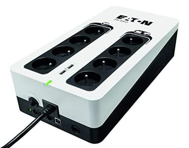 Eaton Onduleur Parafoudre 3S 850 FR - Off-Line UPS - Alimentation sans Interruption - Puissance 850VA (8 Prises FR, Silencieux, 2 Ports de Charge USB Type-A) - Interface USB - Noir&Blanc (3S850F)