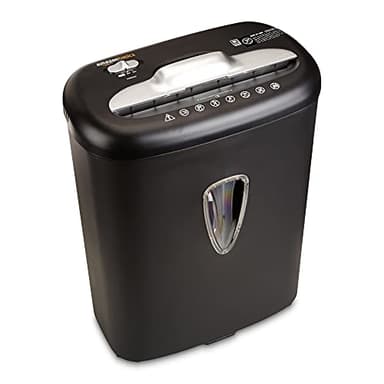Amazon Basics Destructeur de Documents/Cartes de Crédit, Coupe croisée Capacité 7-8 Feuilles, Noir
