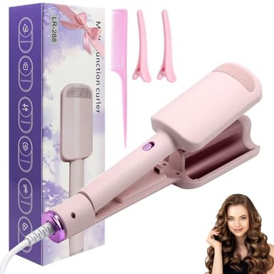 HASAIKA® Waver Fer à Onduler, Fer à Onduler en Céramique, 32 mm Gros Bigoudis Cheveux avec 4 Températures réglables pour tous les types de cheveux (Rose)