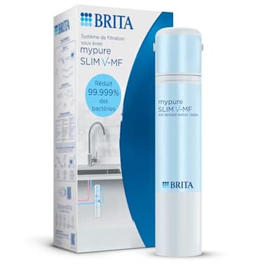 BRITA - Système de filtration de l’eau sous évier mypure SLIM V-MF avec 1x cartouche filtrante (8000L) - Elimine 99,999% des bactéries si présentes dans l'eau du robinet
