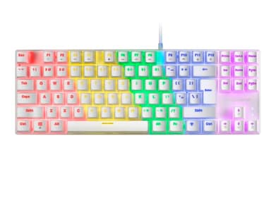 Mars Gaming MK80 Blanc, Langue US, Clavier Gaming Mécanique TKL FRGB, Antighosting, Switch Mécanique Bleu