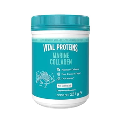 Vital Proteins Marine Collagen, Collagène Marin en poudre (Type I), Collagène hydrolysé Peau, Cheveux, Ongles, Os, Muscles, Non Aromatisé, Sans Gluten. Complément alimentaire, Boîte de 221g.